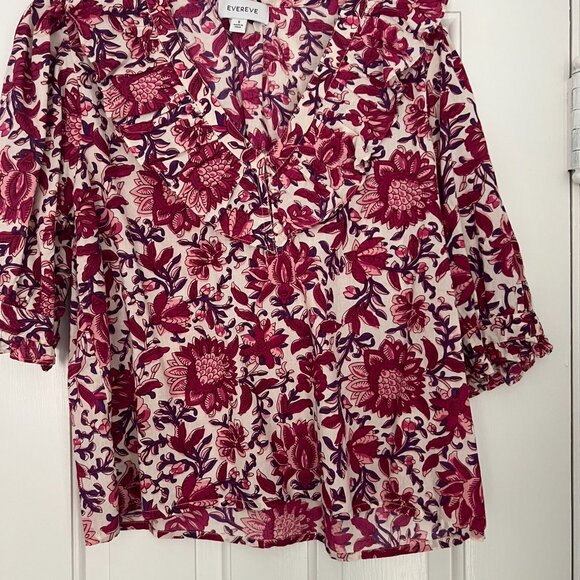 Evereve Ari Ruffle Collar Floral Print Blouse  SZ Small NEVER WORN - Picture 3 of 16
